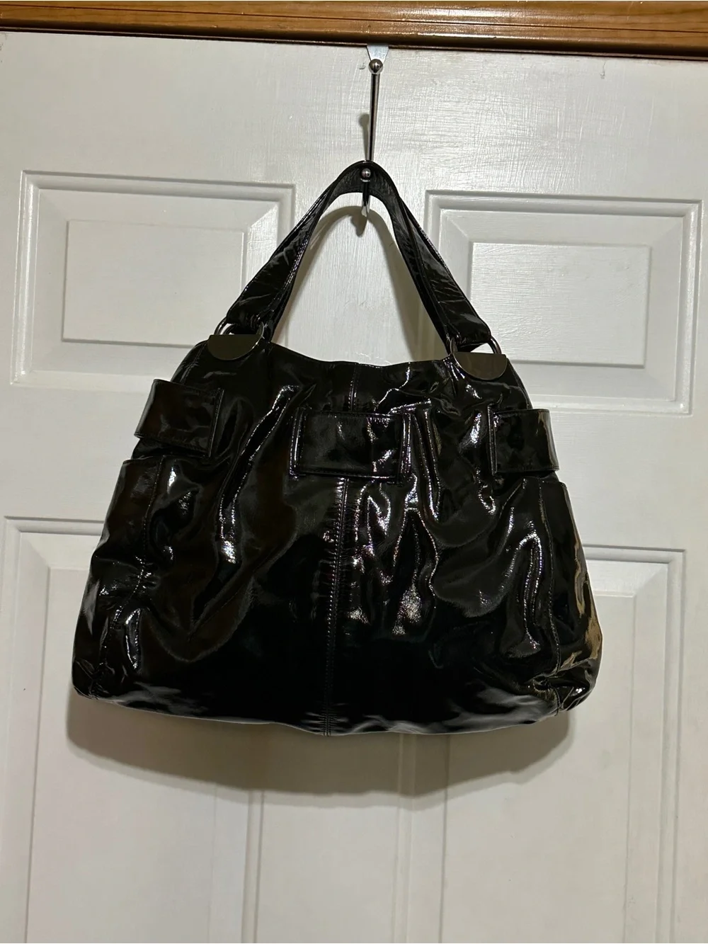 KOOBA Black Patent Leather Elisha Bow Hobo‎ Satchel Bag EUC. DUST BAG